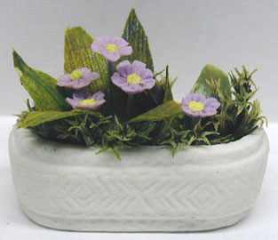 Dollhouse Miniature Asters In Planter (2")